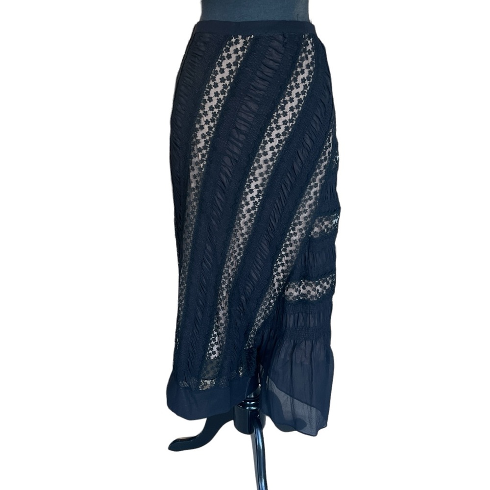 No 21 SILK MIDI SKIRT LACE OVERLAY IT 42 US 8 Excellent Pre-Owned Condition